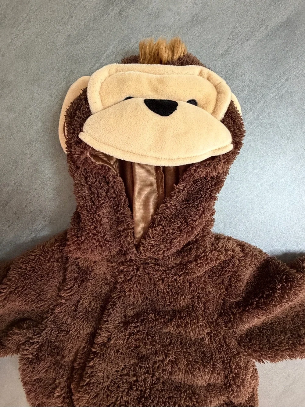 Infant Child Size 6 Months One Piece Monkey Brown & Tan Plush Costume Halloween